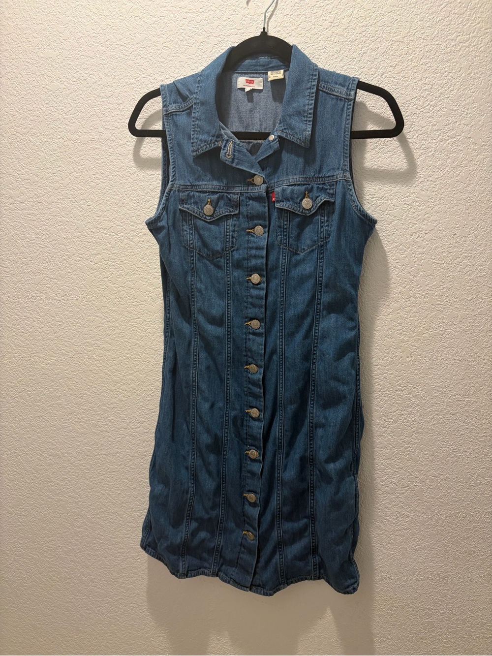 Vintage Levi's Blue Denim Button-Front Sleeveless Dress